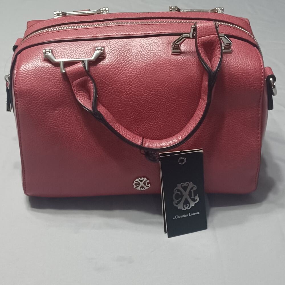 Christian Lacroix Pink Pebbled Satchel Bowler Bag